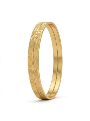 Modern Diamond Pattern Gold Bangles-hover