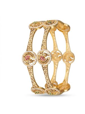 Rangeela Gold Heritage Peacock Bangles-hover