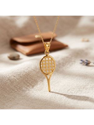 Gold Tennis Racket Pendant for unisex-hover