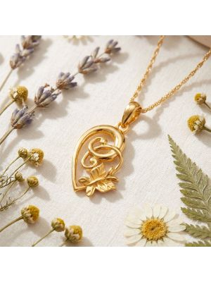 22k Gold Heart and Butterfly Pendant for girl-hover