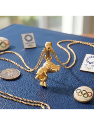 Gold Olympic Torch Pendant for unisex-hover
