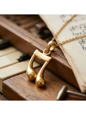 Gold Music Note Pendant for unisex-hover