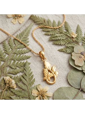 Gold Butterfly and Leaf Pendant young girl-hover