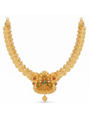 Divine Lakshmi Motif Gold Necklace-hover