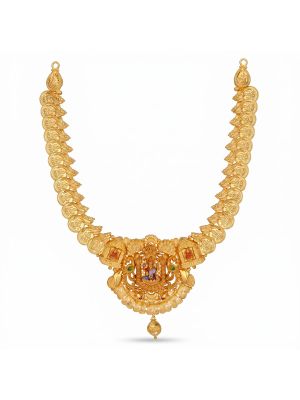 Goddess Lakshmi Coin Gold Necklace-hover