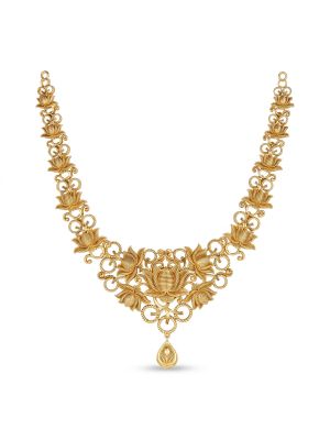 Trendy Floral Drops Gold Necklace-hover