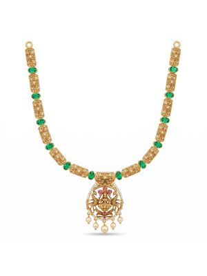 Traditional Temple Lakshmi Gold Necklace-hover