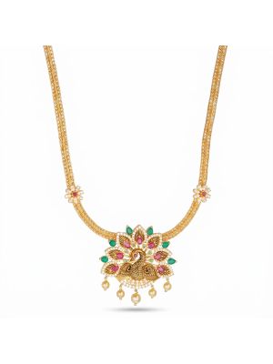 Majestic Peacock Pendant Gold Necklace-hover