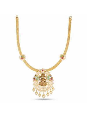 Goddess Lakshmi Pendant Gold Necklace-hover