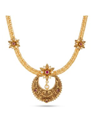 Floral Chandbali Rope Gold Necklace-hover