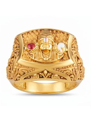 Lord Balaji Signet Casting Gents Gold Ring-hover