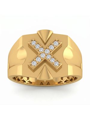Stellar Cross Flared Casting Gold Ring-hover