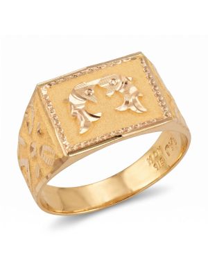Gents Pisces Signet Gold Bolt Ring-hover