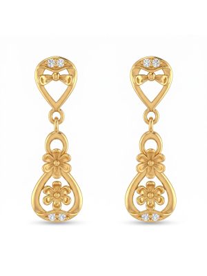 Twin Flower Teardrop Casting Gold Earrings-hover