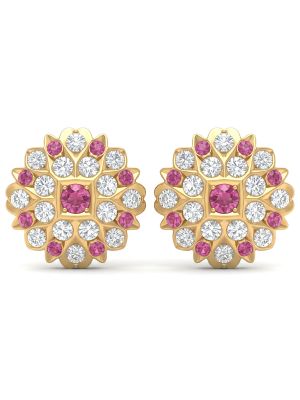 Prism Bloom Stud Gold Earrings-hover