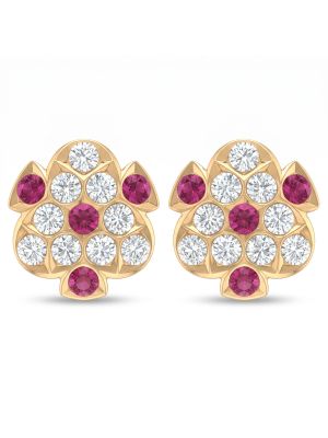 Imperial Stone Cluster Stud Gold Earrings-hover