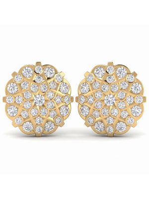Lattice Stones Gold Studs Earrings-hover