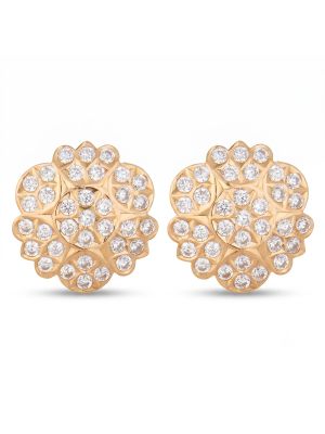 Royal Starburst Floral Gold Stud Earrings-hover