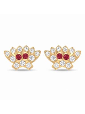 Lotus Fan Stones Gold Stud Earrings-hover