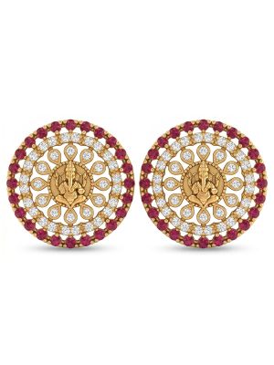 Chakra Ganesha Temple Gold Studs-hover