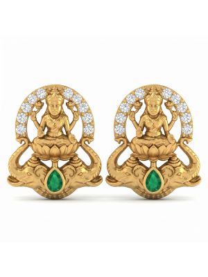 Goddess Lakshmi Temple Gold Studs-hover