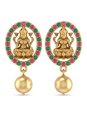 Heritage Goddess Lakshmi Pearl Gold Drops-hover