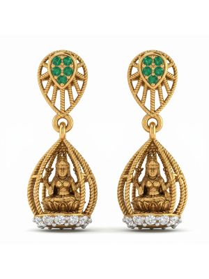 Classic Emerald Lakshmi Cage Gold Jimikki-hover