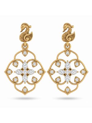 Heritage Peacock Marquise Crystal Gold Drops-hover