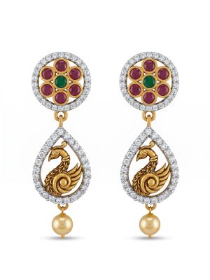 Traditional Multi Stone Peacock Gold Drops-hover
