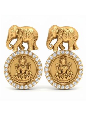 Heritage Lakshmi Medallion Gold Studs-hover