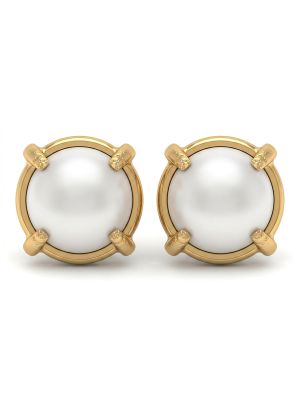 Classic Lunar Pearl Gold Studs-hover