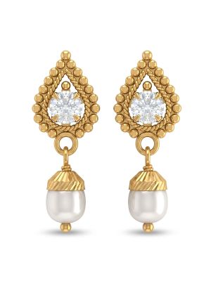 Heritage Paisley Pearl Gold Drops-hover