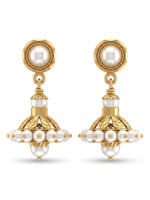 22K Gold Pearl Jhumka Earrings-hover