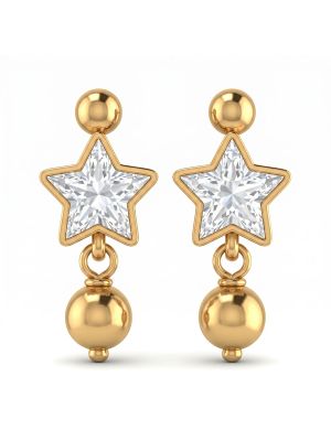 22K Golden Star Stone Drop Earrings-hover
