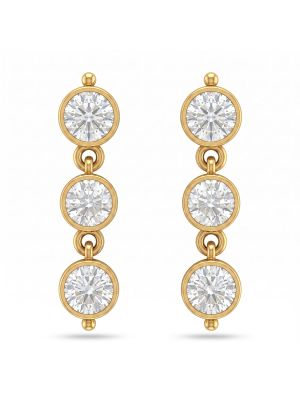 22K Golden Triple Stone Drop Earrings-hover