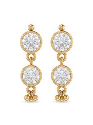 22K Gold Dual Stone Drop Earrings-hover