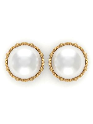 Modern Gold Pearl Stud Earrings-hover