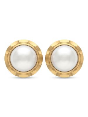 Heritage Gold Pearl Stud Earrings-hover
