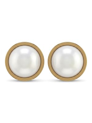 Women's Pearl Studs Gold Earrings-hover