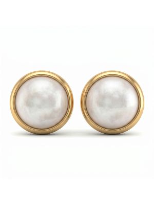 Women's Casual Gold Pearl Stud Earrings-hover