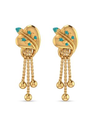 Nature Leaf Casting Gold Drop Earrings-hover