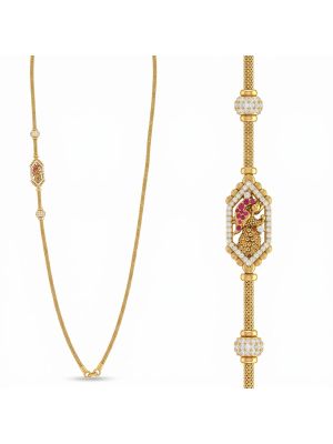 Antique Mugappu Chain with Peacock-hover