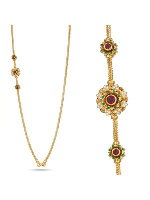 Antique Blossom Mugappu Gold Chain-hover