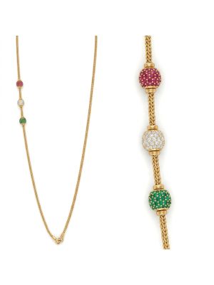 Antique Mugappu Gold Chain with stones-hover
