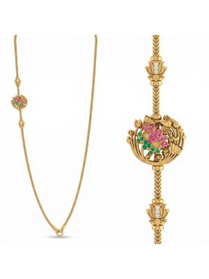 Antique Flower Mugappu Gold Chain-hover