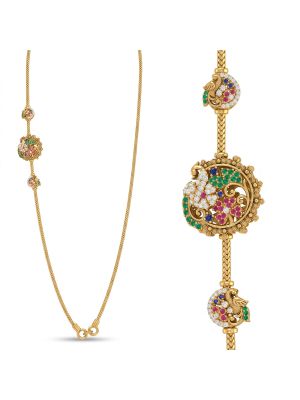 Peacock Mugappu Antique Gold Chain-hover