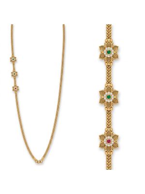 Antique Floral Mugappu Gold Chain-hover