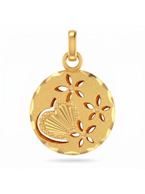 Elegant Heart Floral Gold Pendant-hover