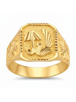 Classic Peacock Signet Gold Bolt Ring-hover