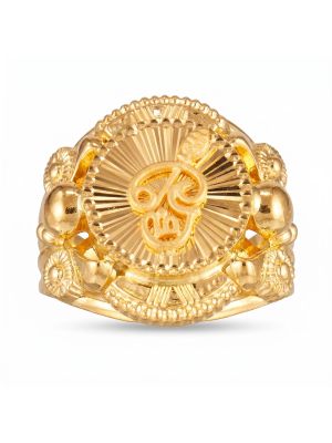 Tamil Spritual Om Signet Gold Ring-hover